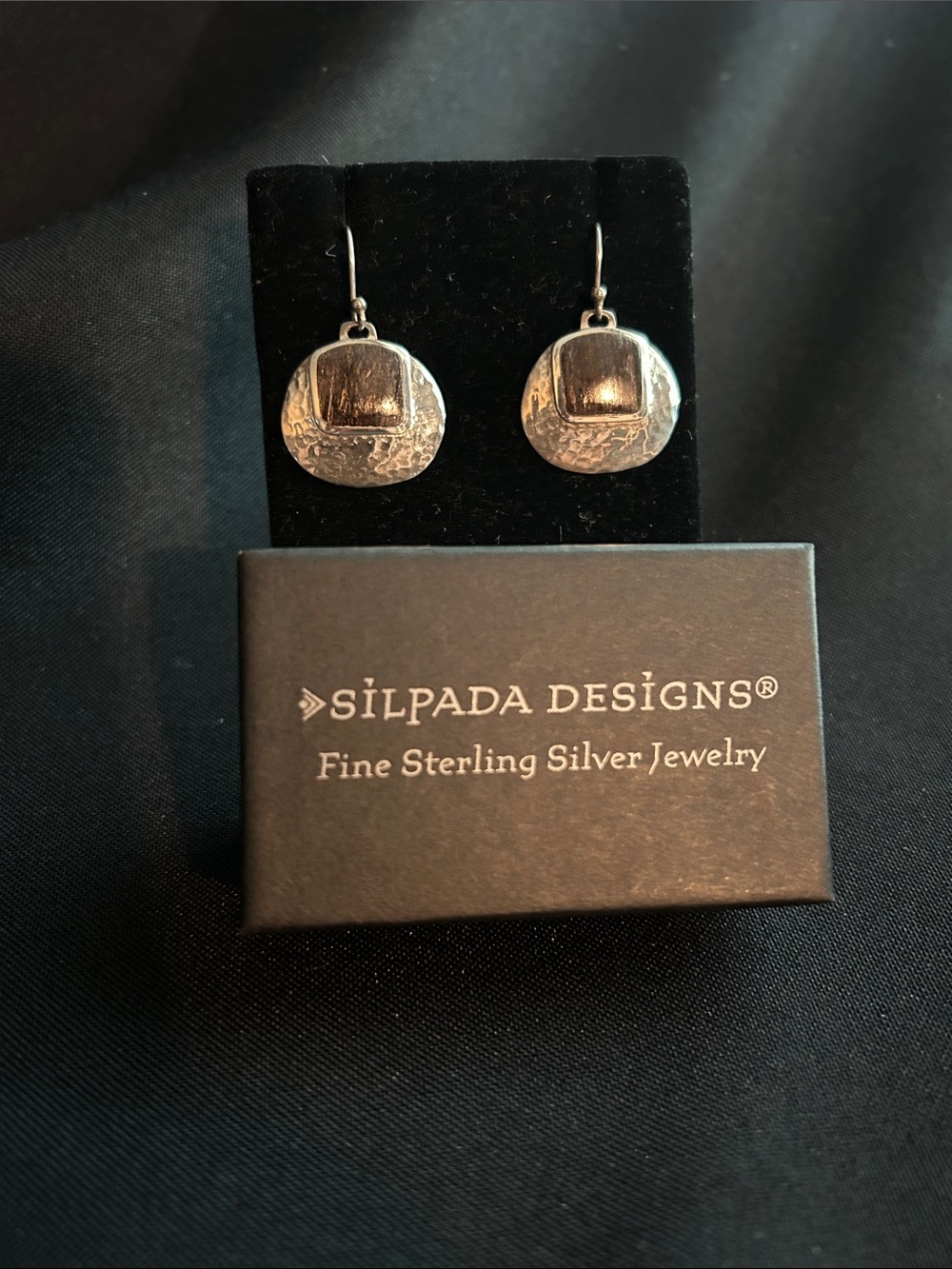Silpada W1414 Hammered Sterling Silver & Bronzite Earrings
